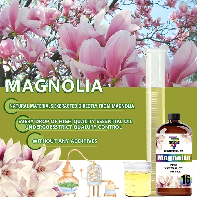 Magnolia Essential Oil, Magnolia Oils, for Diffuser, Humidifier, DIY Candles, Soap, Living Room, Yoga, Massage, Gift, Essential Oil, GV77ZF Magnolia Fragrance Oil - 16 fl oz (480 ml)