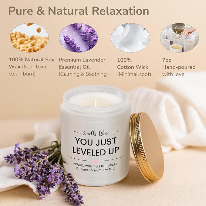 Congratulations Gifts for Women, Promotion Gifts for Women at Work, New Job Candle Gift, Congratulations Gift for Woman, Gamer, Friend, Boss, Teachers, Nurses - Lavender Candles(7oz)