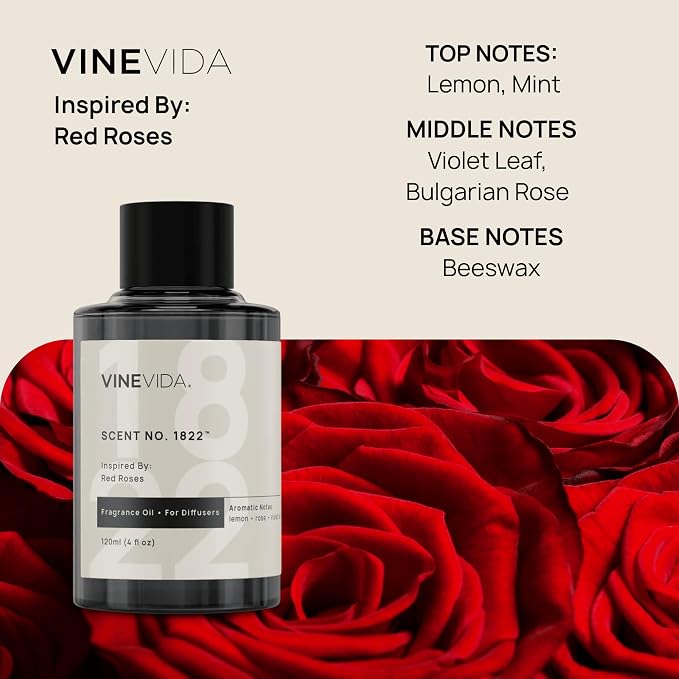 VINEVIDA [4 Oz] Inspired by: Red Roses; Diffuser Oil Refill | Premium Scent Diffuser Oil for Home | Non-Toxic Fragrance