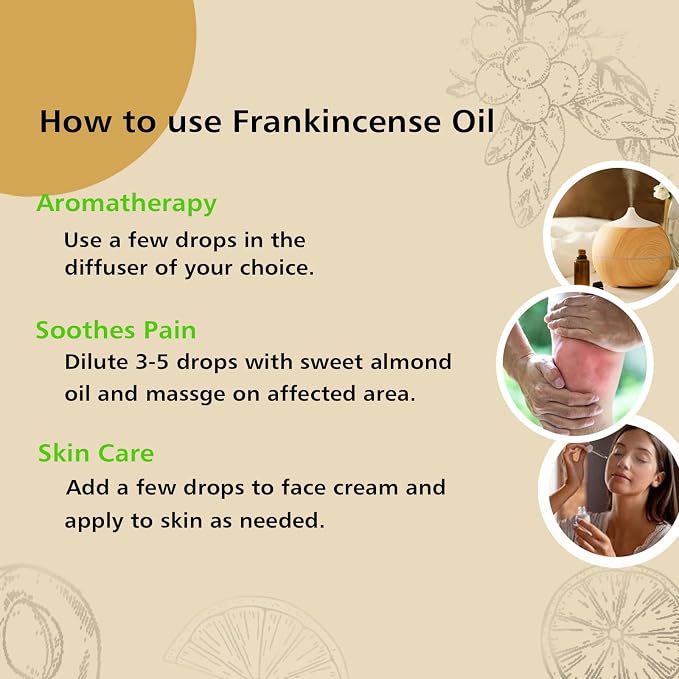 GM Gumili Frankincense Essential Oil 1 Oz, 100% Pure Frankincense Qil for Aromatherapy Diffuser, Skin, Face, Roll On, DIY Balm