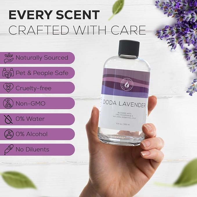 Aroma Country Lavender Fields Diffuser Oil - Luxury Essential Oils for Diffuser Refill & Air Freshener Room Spray - Long-Lasting & Natural Home Fragrance, Scented Oil for Diffusers (8.5 Fl. oz)