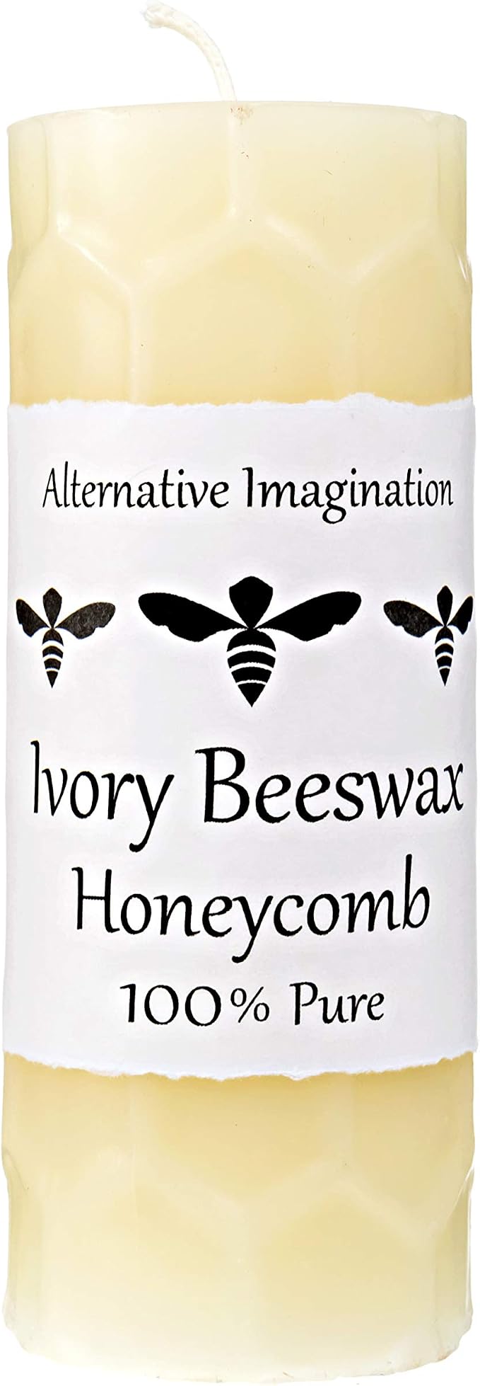 Honeycomb White Beeswax Candles - 2x6 Pillar Candles, 60 Hours - Naturally Whitened & Additive Free - Smokeless, Dripless, Unscented - 1 Pack - for Home Decor, Gifts - Alternative Imagination