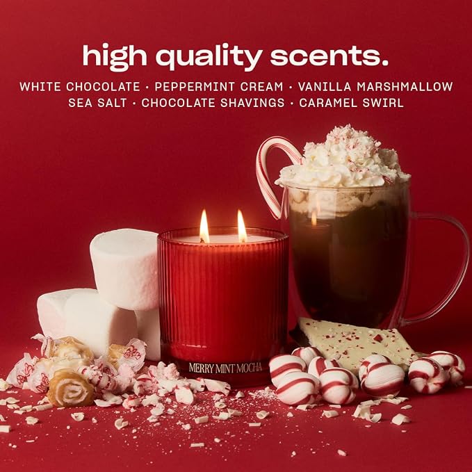 Half Baked Merry Mint Mocha Candle by Snif, Gourmand Holiday Scent, Peppermint, Cocoa & Vanilla, Clean, Non-Toxic, Vegan Soy Wax Blend, 8.5 oz