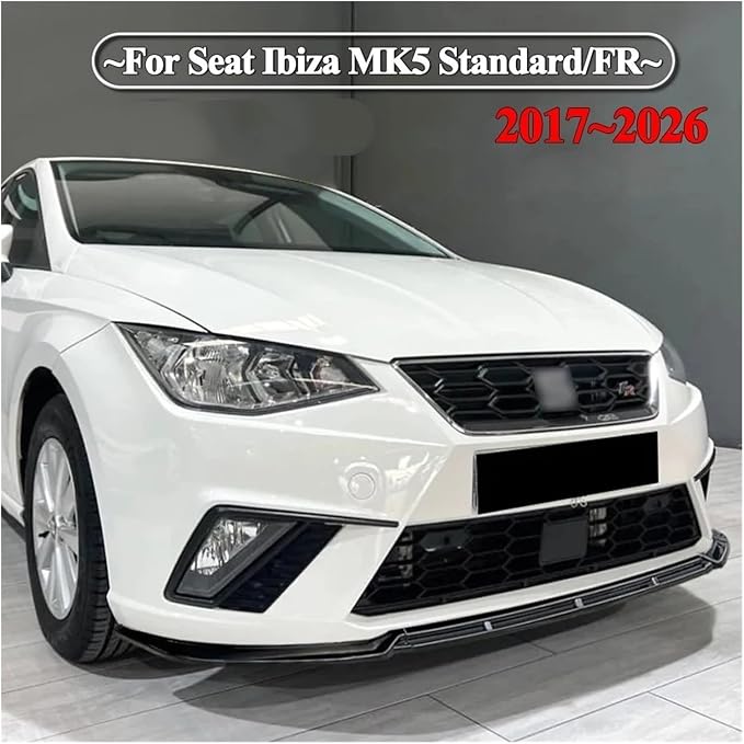 For Seat Ibiza MK5 Standard/FR 2017-2024+ Car Front Bumper Lip Lower Diffuser Splitter Canard Spoiler Body Kit Tuning ABS Black(Gloss Black)