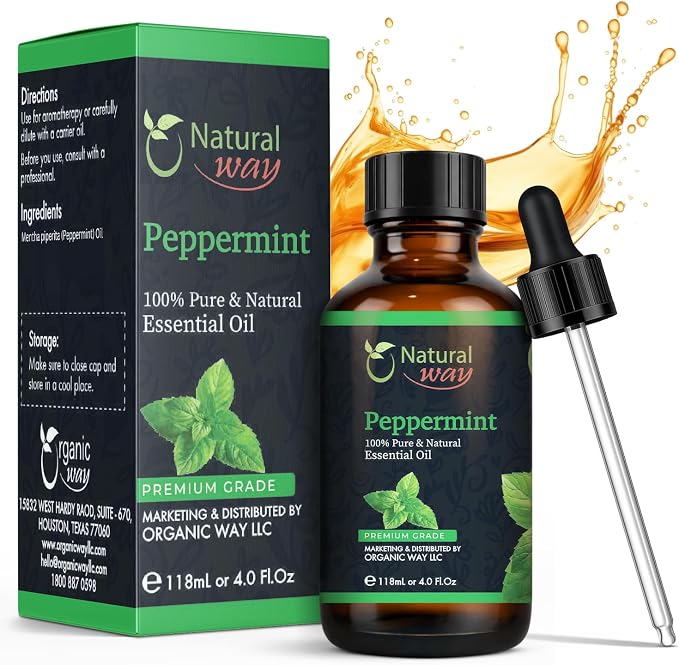 Peppermint Essential Oil - Pure Aromatherapy Oil for Diffusers, Hair Growth, Skin, Scalp Care, Massage | Refreshing Hair Oil for Women & Men | Essential Oil for Diffuser | 4 Fl Oz (118 mL)