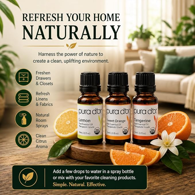 PURA D'OR Organic Sweet16 Essential Oils Set - 16x 10mL Wood Box Aromatherapy Gift Set - 100% Pure Therapeutic Grade for Relaxation and Wellness (Lavender, Rosemary, Turmeric, Ylang Ylang & More)