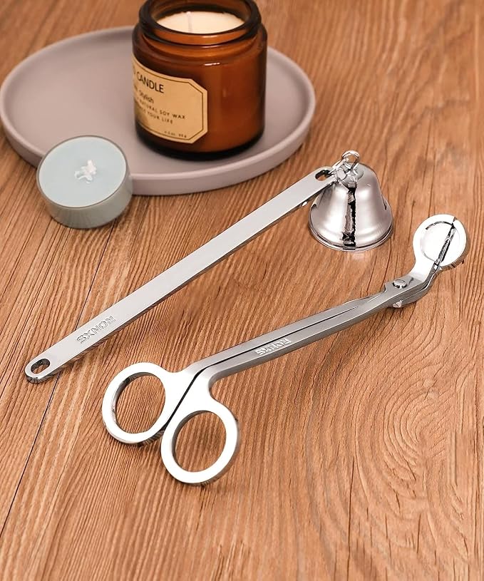 RONXS 3 in 1 Candle Wick Trimmer Set Candle Accessory Wick Cutter, Candle Snuffer Extinguisher, Candle Wick Dipper with Gift Package for Candle Lovers (Silver)