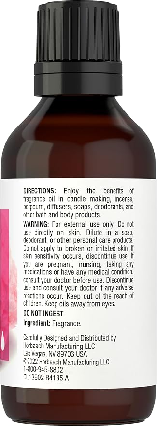 Horbäach Cotton Candy Fragrance Oil | 1 fl oz (30ml) | Premium Grade | for Diffusers, Candle and Soap Making, Aroma Spray, DIY Projects & More