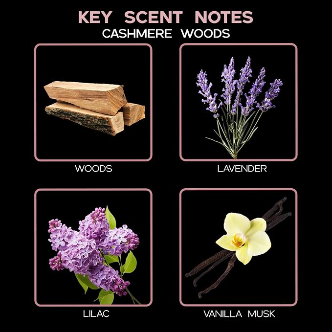 Cashmere Woods Reed Diffuser Set, Luxury Home Fragrance, Room Scent | Woods, lavender, and lilac profile, entryway decor, guest bathroom, living room, home aroma