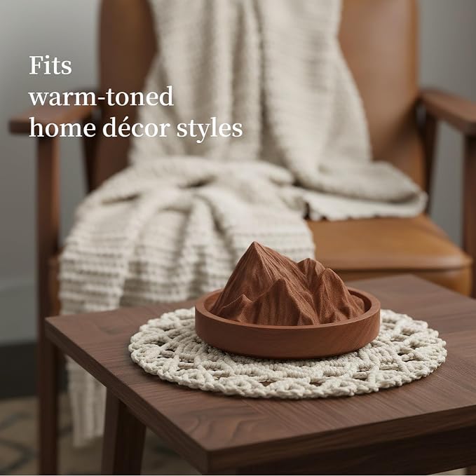 Passive Essential Oil Diffuser Wood Petal-Like, Small Portable Aromatherapy Diffuser Layered, Mini No-Electric Natural Boho Walnut Accent for Car, Desk, Rooms, Home, Office (Mountain-Like)