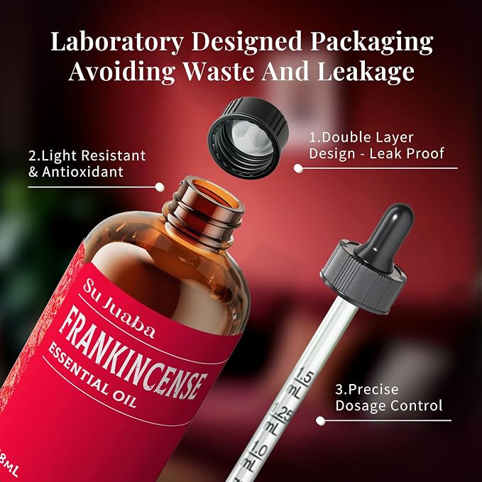 SU JUABA Frankincense Essential Oil 4 Fl Oz, Frankincense Oil for Skin, Diffuser, Aromatherapy - 118ml