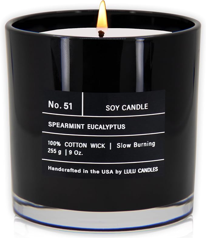 Lulu Candles | Spearmint Eucalyptus | Luxury Scented Soy Jar Candle | Hand Poured in The USA | Highly Scented & Long Lasting - 9 Oz.