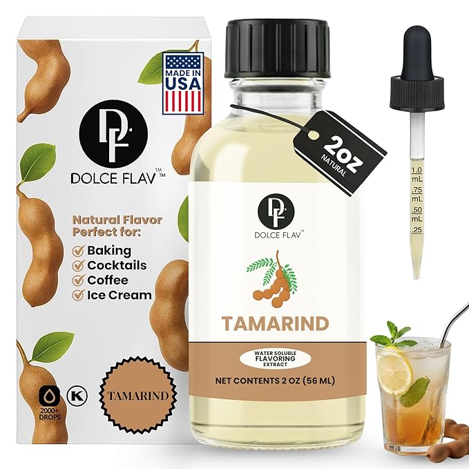 Dolce Flav Natural Tamarind Extract – 2 oz Water-Soluble Concentrated Flavoring for Baking, Beverages, Sauces & Frozen Treats | Kosher | Made in USA