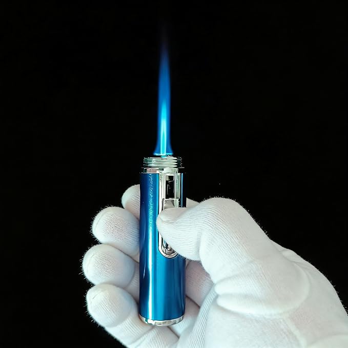 Torch Lighter,Handheld Multifunctional All-in-One Tube Built-in Detachable Windproof Lighter,Butane Flashlight Handheld Lighter,Sky Blue