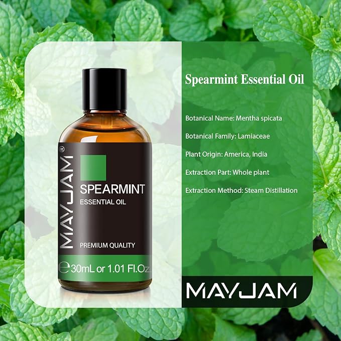Spearmint Essential Oil 30ML/ 1.01FL.OZ, MAYJAM Pure Spearmint Oil for Massage, Diffuser, Soap Making, Long Lasting Scents