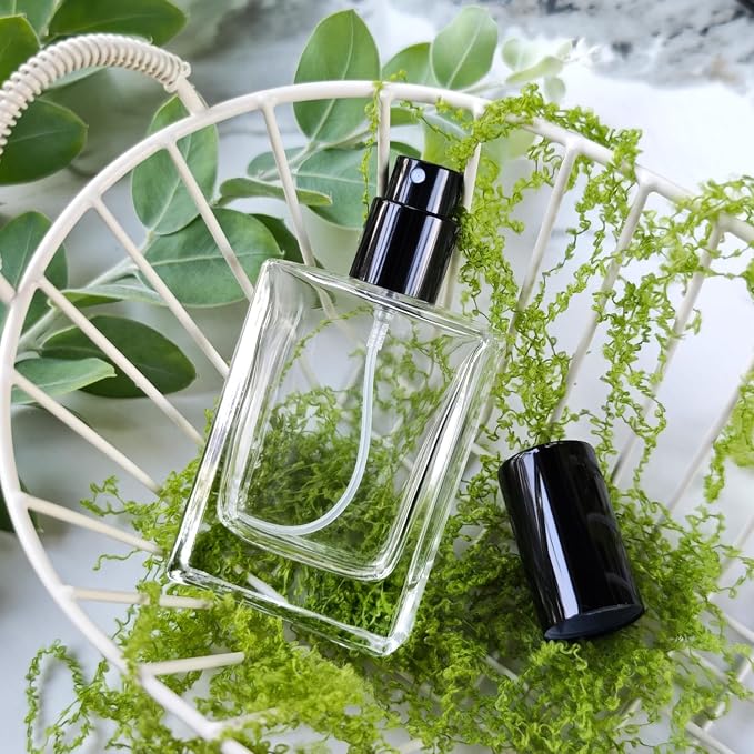 50ml/1.7 Oz Glass Spray Bottle Perfume Atomizer,Travel Refillable Perfume Bottles Empty Classic Spray Bottle 2Pack (Black, 50ml)