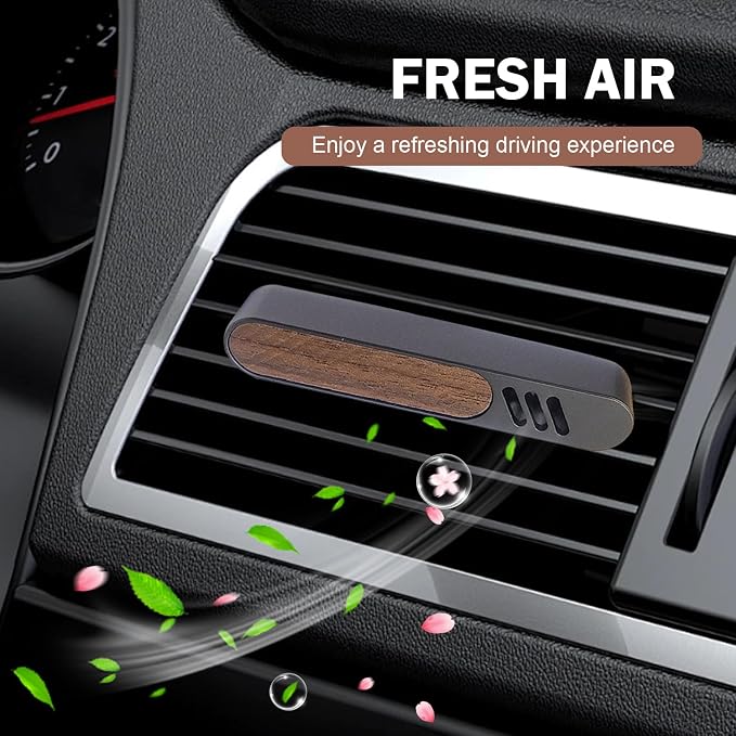 2 PCS Car Air Vent Clips, Distinctive Natural Walnut Grain Decoration with 6 PE Sticks, Anti-rust Outlet Diffuser with Anti-shake Back Clip, for Most Straight Outlet (Multicolored)