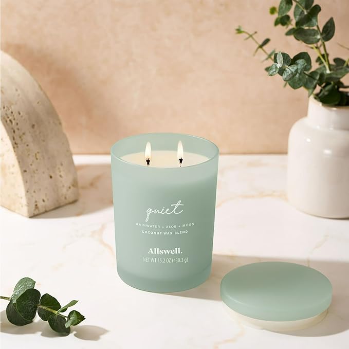 Frosted Scented 2 Wick Candles AW (Quiet (Rainwater + Aloe + Moss))