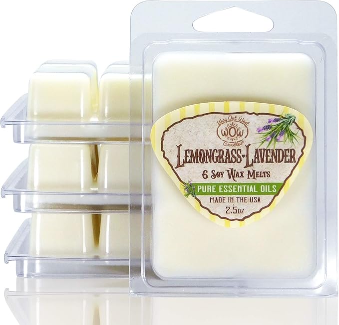 Lemongrass-Lavender Scented Wax Melts for Warmers - Fragrant Essential Oil Wax Melt Cubes - Strong Long-Lasting Scent - 24 Cubes (4 Pack) - Made in USA