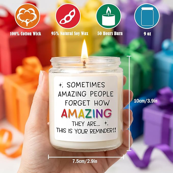Gifts for Women, Birthday Gifts for Women, Thank You & Inspirational Appreciation Gift for Her Friend Teacher Mom Girlfriend Sister Bestie Coworker & Wife - You're Amazing Candle