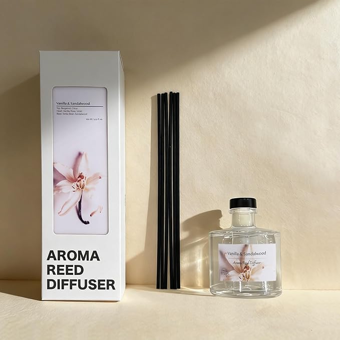 Reed Diffuser Set, Lemon& Cedarwood 3.52 oz (100ml) Scented Diffuser with Sticks Home Fragrance Reed Diffuser for Bathroom Shelf Decor, Ideal Gift for Woman
