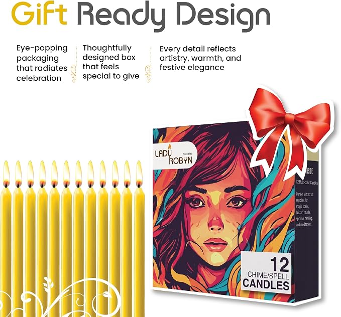 Box of 12 Yellow Candles | 4 inches Dripless Paraffin Wax Candles | Witchcraft Supplies for Your Personal Wiccan Altar, Spells, Charms & Intentions | Witchy Room Decor | Taper Candlesticks