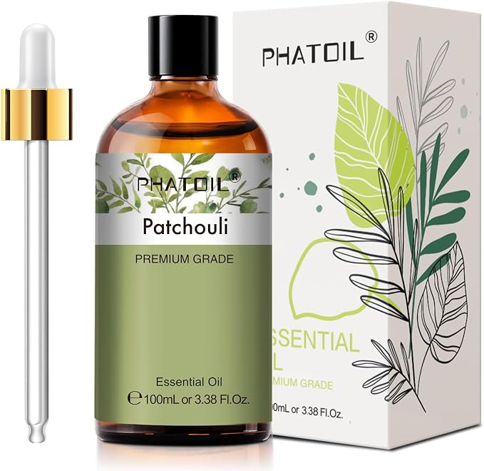 Patchouli 3.38fl.oz Essential Oil, PHATOIL Pure Aromatherapy Oils for Diffuser, Humidifier, Perfect for DIY Soap, Candle, Bath Bombs Making(100ml)