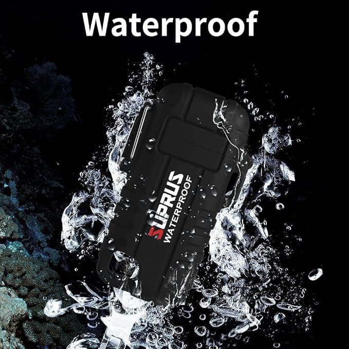 SUPRUS Waterproof Lighter Windproof Lighter Arc Plasma Lighters USB-C Rechargeable with Expandable and Flexible Neck for Outdoor, Camping & Kitchen (Black, 2Packs)