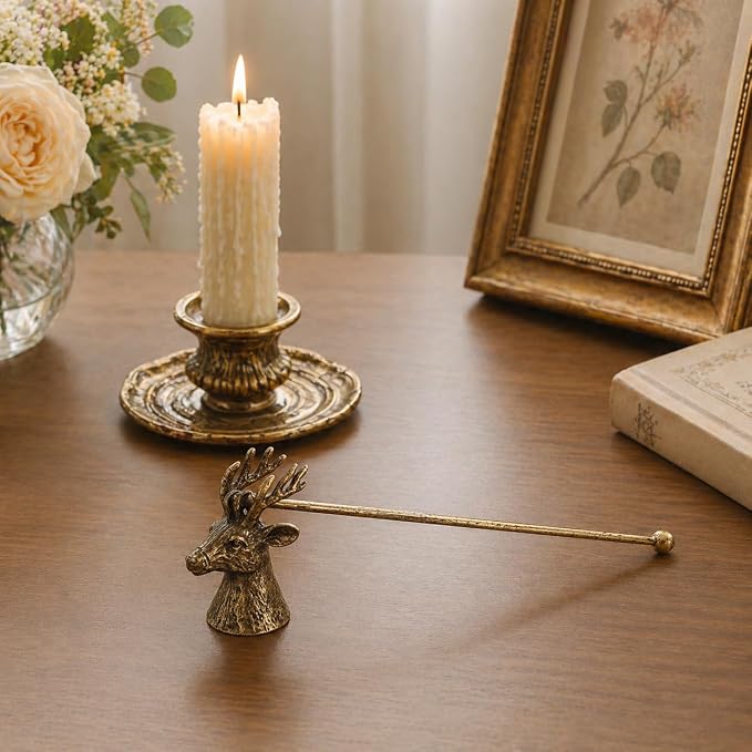 NIKKY HOME Candle Snuffer, Deer Decorative Candle Extinguisher Candlesnuffer with Long Handle Candle Snuffers Wick Snuffer Candle Accessory Vintage Candle Accessories Gift