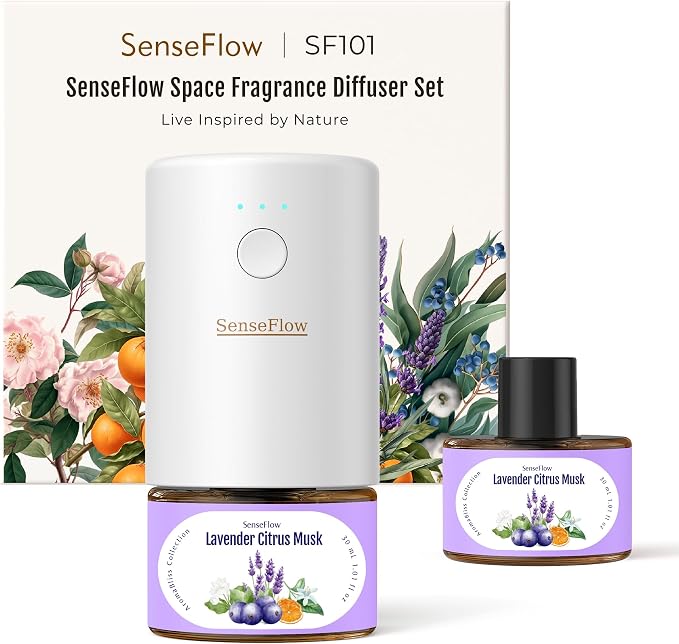 Plug-in Air Freshener for Home, Waterless Essential Oil Diffuser for Bedroom and Bathroom, Non-Toxic Formula for Pets and Nursery, 120 Days Runtime, Refillable Lavender Citrus Musk(Lilac)