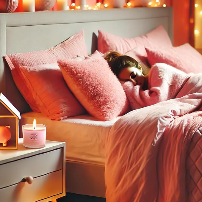 CHILLFLAME Scented Candles Gifts for Women, Candle Gift Set for Her, 3 Pink Ocean Candles, Birthday Gifts for Women/Men (Pink, 7 oz)