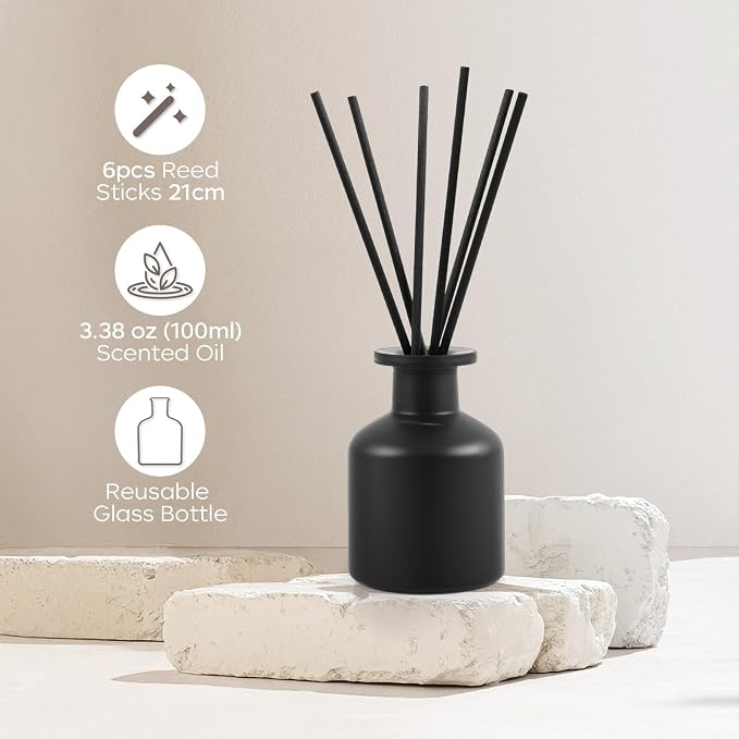 Reed Diffuser Set,Eucalyptus Home Fragrance,100ml(3.38fl.oz) with 6 Reed Sticks,for Living Room,Bedroom,Bathroom,Modern Home Decor Essential