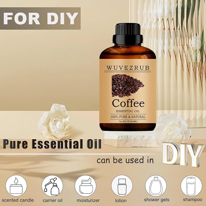 Coffee Essential Oils, 240ML Pure and Natural Essential Oil for Aromatherapy Diffuser - Coffee /8 Fl Oz