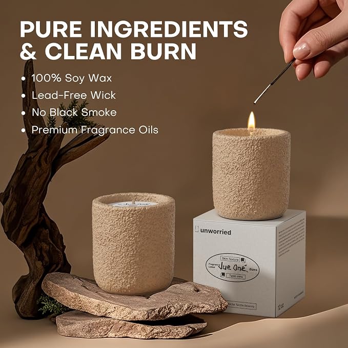 Scented Candles for Home, Natural Soy Wax Candle Gift, Non-Toxic Cement Jar Candles, Luxury Aromatherapy for Stress Relief, Highly Scented, Gifts for Women and Men