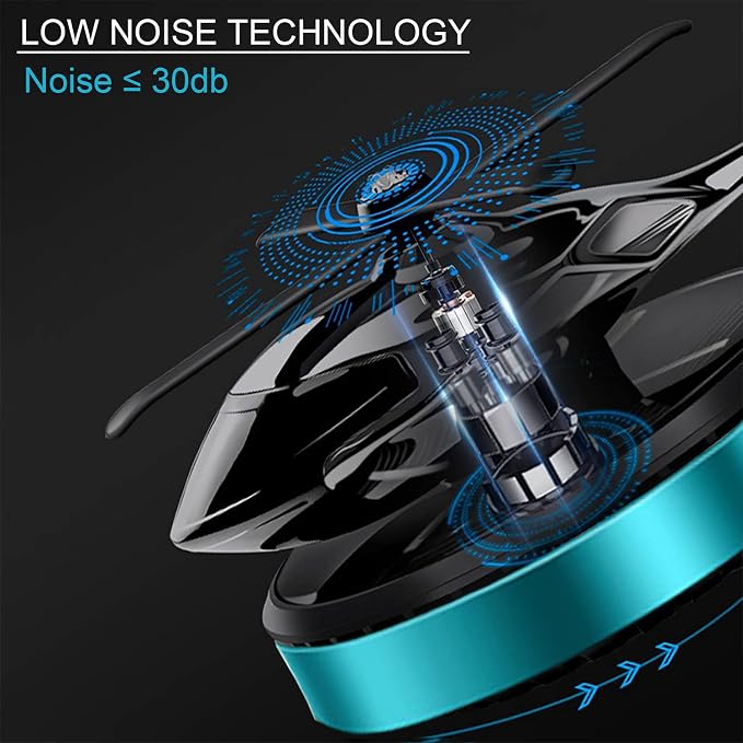 Car Air Freshener,Al Alloy Solar Helicopter Diffuser,Home&Car Décor|Blue | Solar-powered Rotating Diffuser for Car & Home. No Battery Needed. Aviation Al Interior Décor Freshens Air Naturally