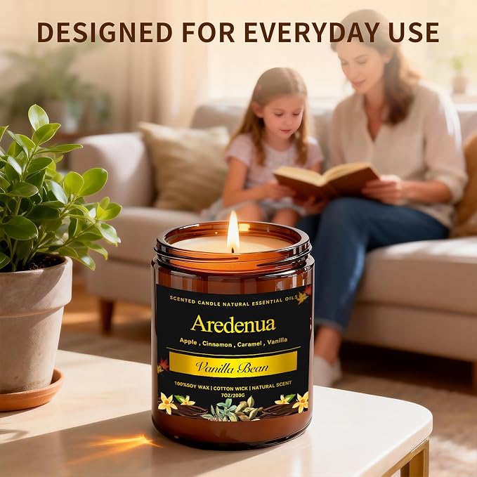 Vanilla Bean Odor Eliminating Candles | Scented Soy Candle for Home, Air Freshening & Cozy Scent, Relaxing Home Candle Gift for Women & Men