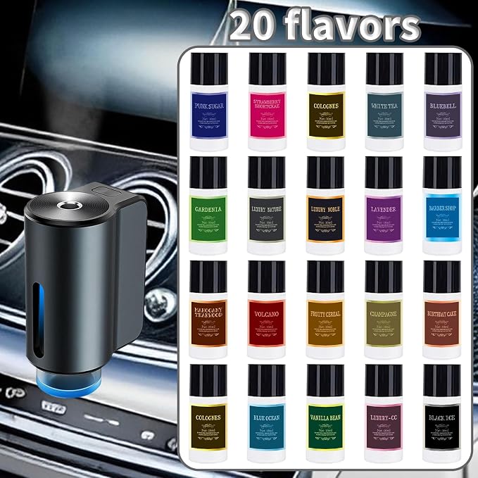 Car Air Freshener Refill Cologne Aromatherapy Oil 20 PCS, Essential Oils Mixed Fragrance Set for Car Diffusers (No Diffuser Included)