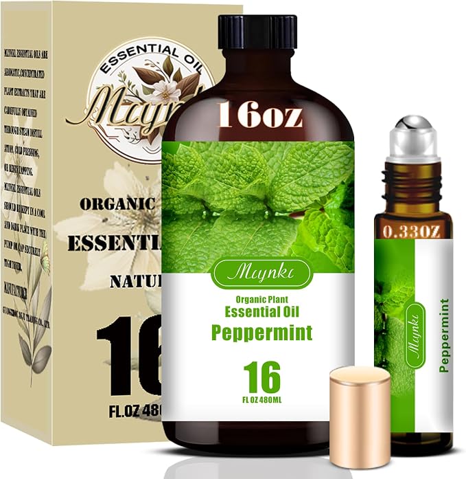 Peppermint Essential Oil, 16.33 fl oz / 490ml | Energy Boost, For Diffuser, Humidifier, Massage, DIY Candle, Soap, Cleaning, Office Use, Gift Ready