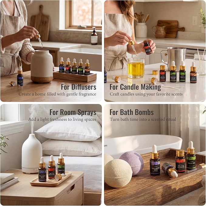 36 Pcs Fragrance Oil Set for Diffusers, Humidifiers, Skin Care, Massage, Premium Fragrance Oil, Gift for Friend, DIY Candle and Soap Making(36 * 5ML)