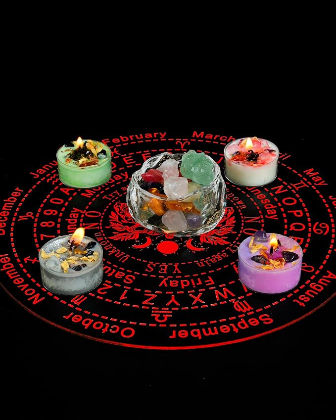 Tealight Soy Candles with Crystals and Herbs, Handmade Energy Candles, Aromatherapy Candles. (Mixed)