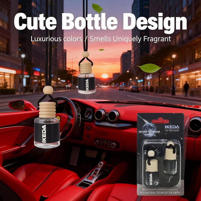 ikeda fragrance Car Air Freshener 4ml Car Scents | 45-Days Keep Fragrance | Automotive Hanging Diffuser Bottles | Remove Auto Odor Long Lasting Fresh Air for Women Deodorizer (6pcs Dark Night)