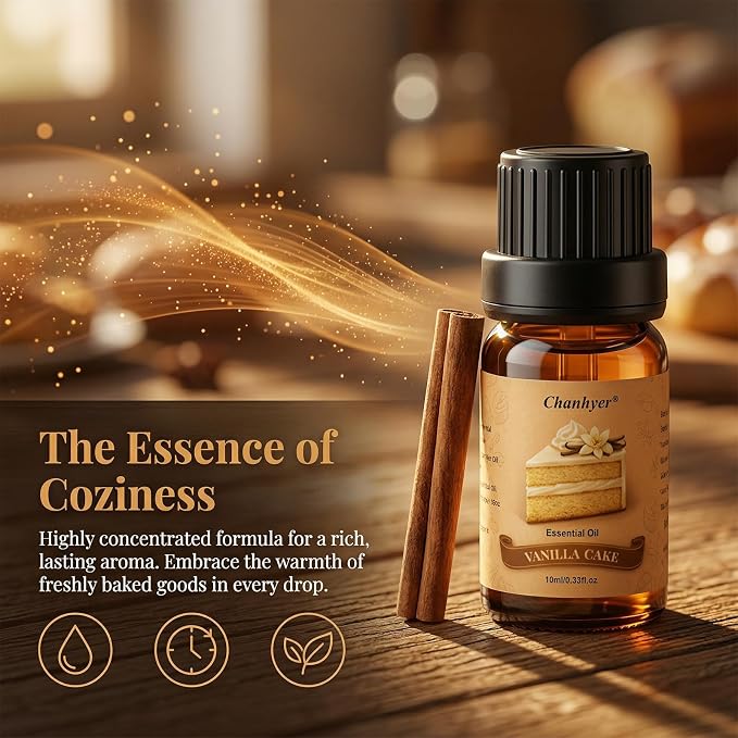Bakery Essential Oils Set for Diffusers 6x10ml-Chocolate Cookies,Vanilla Cake,Cinnamon Rolls,Pumpkin Pie,Gingerbread,Waffles,Fragrance Oils for Candle&Soap Making