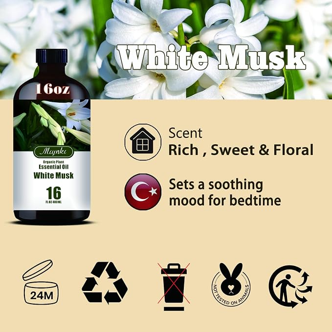 White Musk Essential Oil,for Diffuser,Yoga,Massage,DIY Soap,16.33oz