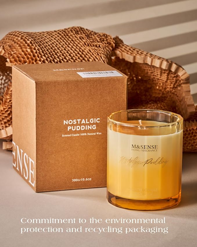 M&SENSE Sandalwood Patchouli Home Scented Candles, 10.6oz Natural Soy Wax | 60 Hours Long Lastig Slow Burn, Organic Non Toxic, Woody Scent Gifts for Men
