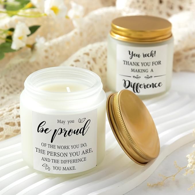 MTLEE 20 Pcs Thank You Gifts Candles 3.5 oz Employee Appreciation Inspirational Scented Soy Wax Candle Thanks Gift for Coworker Women Volunteer Teacher(Appreciation,White)