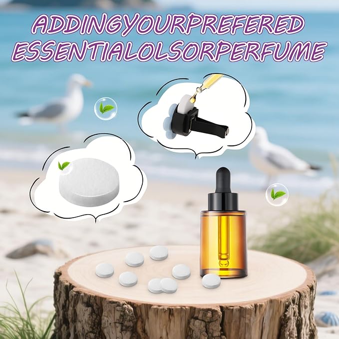 100 PCS Car Air Freshener Refill Felt Pads - 17 mm Unscented Essential Oil Perfume Refill Pads, Air Freshener Replacement Pad, Universal Essential Oil Diffuser Pad for Vent Clips, Home, Car Use