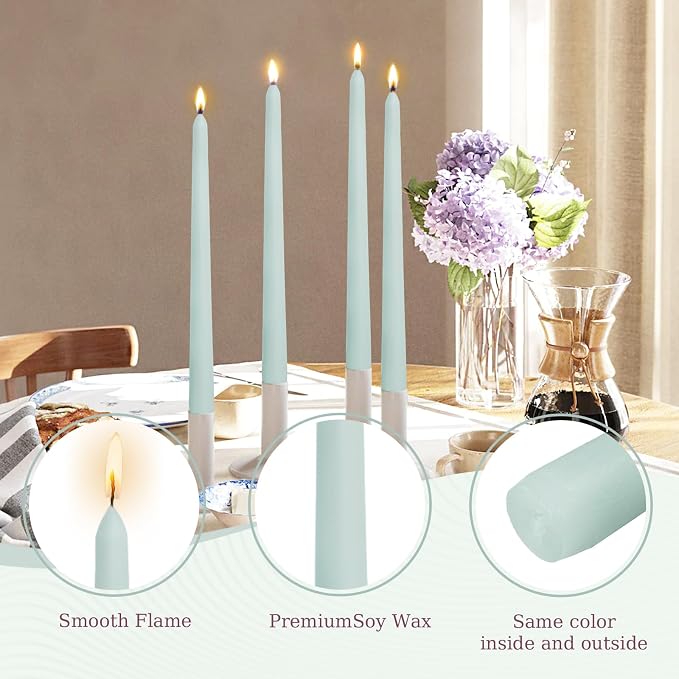 Candlesticks Long Taper Candle,Seal Salt Scented 10 Inches Blue Candle Sticks Smokeless Tapered Candles for Home Décor Holiday Gifts