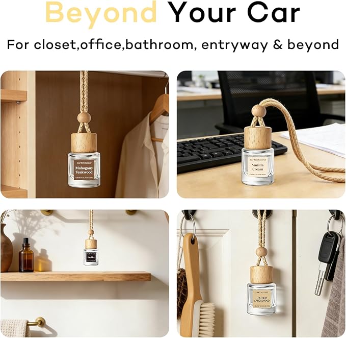 C Classy Hanging Car Air Freshener 2 Pack, Glass Bottle Diffuser, Long-Lasting Fragrance, Cute Car Accessories for Women & Men, Made in USA