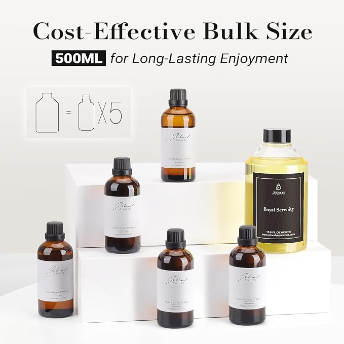 JCLOUD Royal Serenity Hotel Diffuser Oil 16.9 Fl Oz (500mL), Inspired by 5-Star Hotel Scent, Luxury Cold Air Diffuser Oil Refill & Essential Oils Bulk for Home, Offices