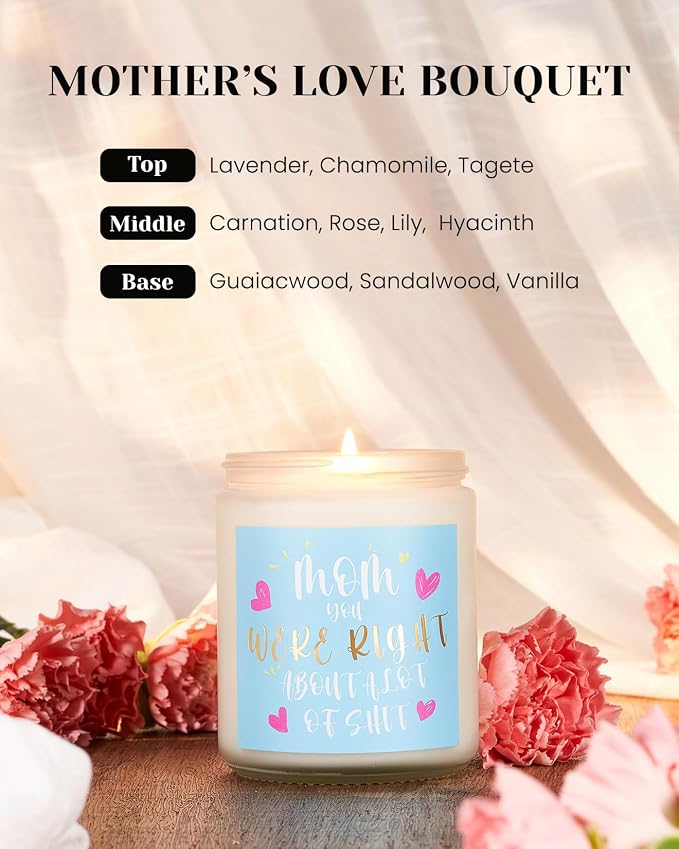 M&SENSE Mom You were Right Scented Candle, Thanksgiving Day Gift for Mother from Daughter Son, Presents for Christmas, Gag Gitfs for Step Mother